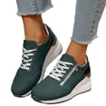 thumbnail image 1 of Pandaie Wedge Sneakers for Women Fashion Non Slip Platform Tennis Shoes High Heel Suede Lace up Sneaker Dressy Casual Chunky Wedges Walking Shoe Dark Green 8.5, 1 of 7