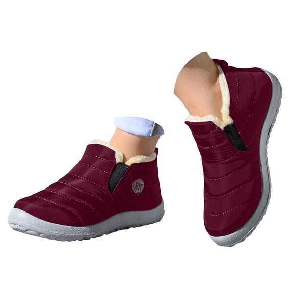 Pandaie Winter Boots for Women Slip on Barefoot Warm Snow Ankle Booties Comfy Fleece Lined Non Slip Outdoor Indoor Casual House Shoes Size 6.5‑10
