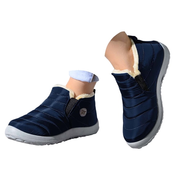 Pandaie Winter Boots for Women Slip on Barefoot Warm Snow Ankle Booties Comfy Fleece Lined Non Slip Outdoor Indoor Casual House Shoes Size 6.5‑10