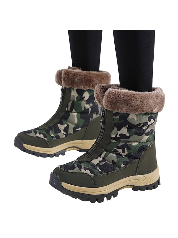 Winter Boots for Women Waterproof Snow Boot Womens Mid Calf Zip up Ankle Booties Comfortable Outdoor Walking Hiking Sneakers Camouflage 6