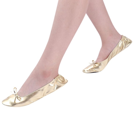 Pandaie Women Ballet Flats Bow Decor Slip on Ballerina Slippers Lightweight Portable Driving Dance Flat Shoes for Daily Wear Size 7.5‑10.5