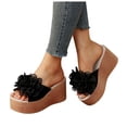 thumbnail image 1 of Pandaie Women's 3D Flower Platform Sandals Bohemia Dressy Wedge Slides Casual Summer Beach Slippers Open Toe Walking Outdoor Shoes Black Size 8.5, 1 of 7