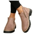 thumbnail image 1 of Pandaie Women's Ankle Boots Wide Width Chelsea Low Heel Fall Booties Round Toe Lug Sole Casual Western Boot with Side Zipper Pink 7, 1 of 8