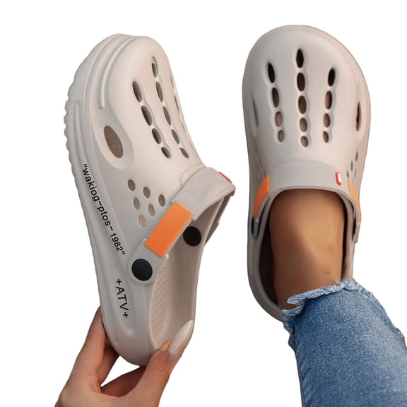 Pandaie Women's Arch Support Clogs Comfortable Slip on Garden Shoes Outdoor Water Sandals Slippers for Beach Casual (Grey,7)