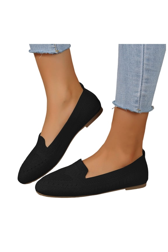 Women's Ballet Flat Shoes Mesh Pointed Toe Flats May Jane Comfortable Slip on Ladies Casual Work Walking Driving Loafers Black Size 8.5
