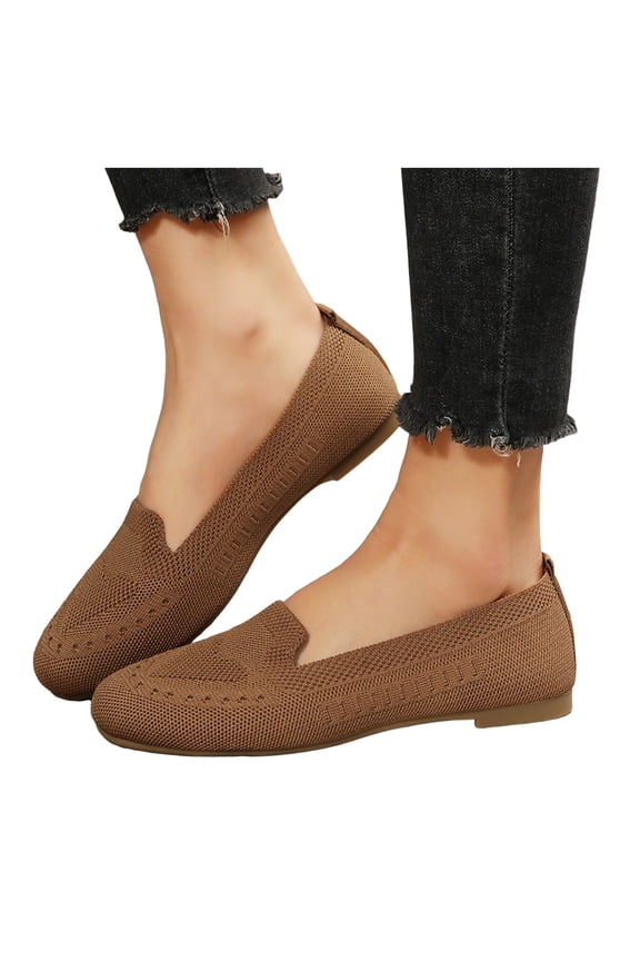 Women's Ballet Flat Shoes Mesh Pointed Toe Flats May Jane Comfortable Slip on Ladies Casual Work Walking Driving Loafers Coffee Size 6.5
