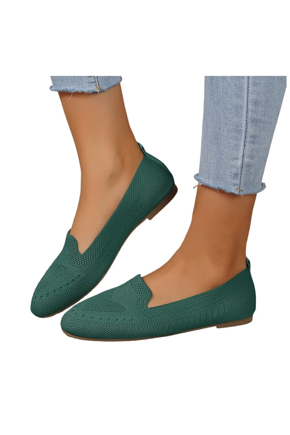 Women's Ballet Flat Shoes Mesh Pointed Toe Flats May Jane Comfortable Slip on Ladies Casual Work Walking Driving Loafers Dark Green Size 7.5