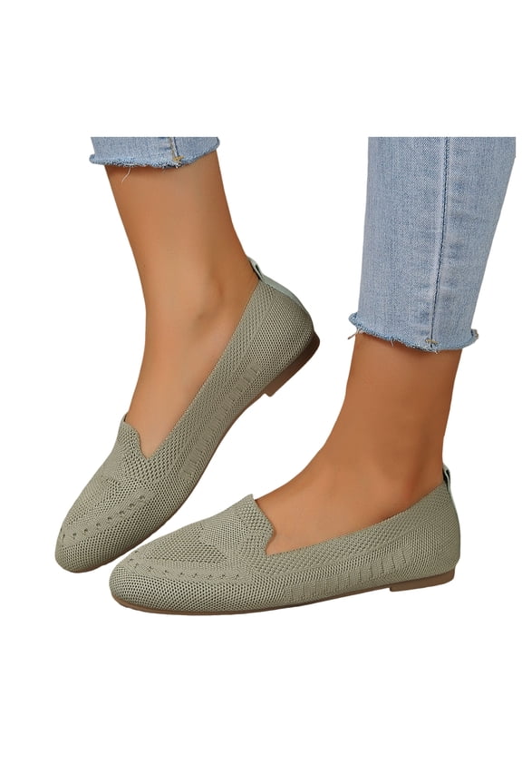 Women's Ballet Flat Shoes Mesh Pointed Toe Flats May Jane Comfortable Slip on Ladies Casual Work Walking Driving Loafers Light Green Size 6.5