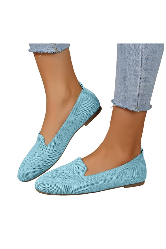 Women's Ballet Flat Shoes Mesh Pointed Toe Flats May Jane Comfortable Slip on Ladies Casual Work Walking Driving Loafers Sky Blue Size 6.5
