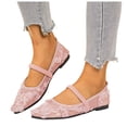 thumbnail image 1 of Pandaie Women's Ballet Flats Closed Pointed Toe Flower Mesh Mary Jane Comfortable Dressy Work Slip on Casual Shoes Pink 7.5, 1 of 7