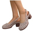 thumbnail image 1 of Pandaie Women's Block Chunky Heels Sandals Platform Closed Toe Orthopedic Wedge Pumps Summer Beach Slingback Heeled Dress Shoes (Khaki,8), 1 of 6