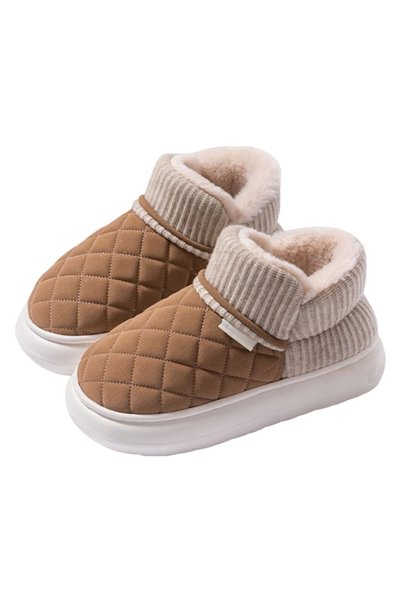 Women's Booties Slippers Memory Foam Winter Warm Slip on House Shoes Fleece Lined Plush Indoor Outdoor Cloud Slides Coffee 7