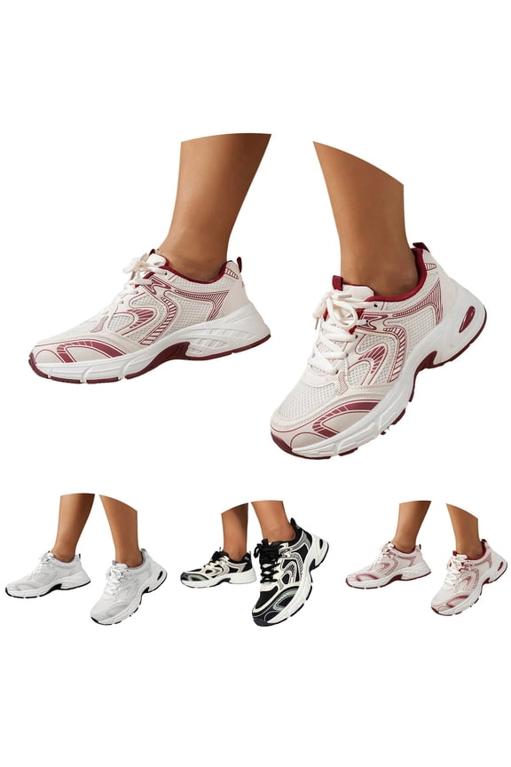 Women's Chunky Fashion Sneakers Non Slip Platform Walking Running Shoes Breathable Athletic Gym Workout Tennis Dad Shoes Black 10