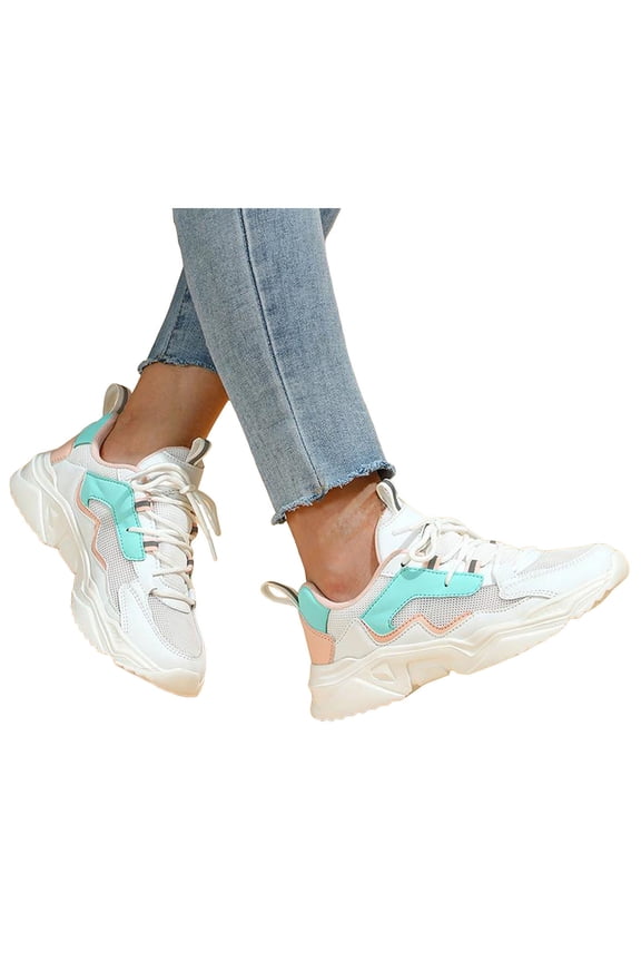 Women's Chunky Sneakers Fashion Platform Casual Dad Shoes Comfortable Sport Work Gym Athletic Walking Running Tennis Shoes Blue 9