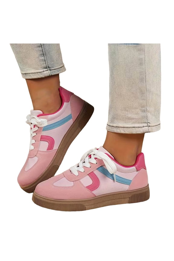 Women's Classic Retro Fashion Sneakers Soft Sole Trendy Platform Low Top Casual Walking Shoes for Daily Wear Walking Outfits Red 7