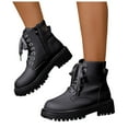 thumbnail image 1 of Pandaie Women's Combat Ankle Boots Classic Lace up Short Booties Side Zipper Platform Winter Casual Shoes Black 6, 1 of 8