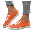 thumbnail image 1 of Pandaie Women's Fashion Sneakers Low Top Walking Running Tennis Shoes Lace up Non Slip Canvas Flats for Work Casual Daily Footwear Orange,9, 1 of 8