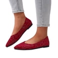 thumbnail image 1 of Pandaie Women's Flats Knit Comfort Pointed Toe Ballet Flats Shoes Rhinestone Casual Slip on Walking Driving Work Shoes Red 6, 1 of 8