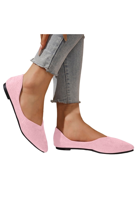 Women's Flats Shoes Comfortable Suede Pointed Toe Slip on Ballet Dress Shoes Business Casual Work Walking Driving Penny Loafers Pink Size 10