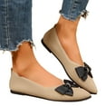 thumbnail image 1 of Pandaie Women's Flats Shoes Pointed Toe Knit Ballet Loafers Bow Comfortable Slip on Work Business Casual Shoes for Driving Dating Wedding Khaki 6.5, 1 of 8