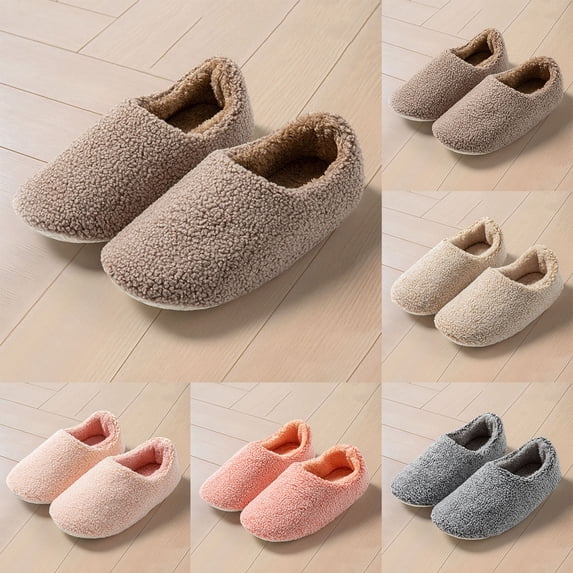 Pandaie Women’s Fuzzy Memory Foam Slippers Cozy Curly Warm Fleece Lining Closed Back Non Slip House Shoes Comfy Indoor Bedroom Winter Loafer Size 6‑9