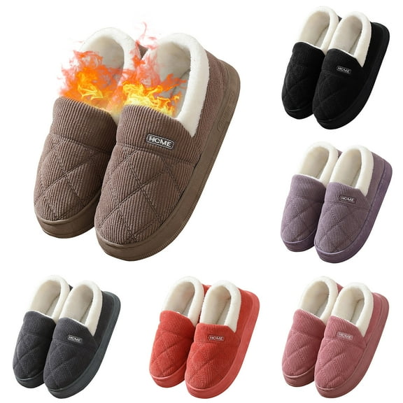 Pandaie Women's Fuzzy Slippers Memory Foam Closed Back Bedroom House Shoes Indoor Outdoor Walking Moccasins Black 4