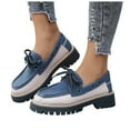 thumbnail image 1 of Pandaie Women's Lace up Loafers Comfortable Chunky Slip on Dress Shoes Platform Lug Sole Office Business Work Oxfords Shoes Blue 6, 1 of 8