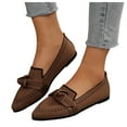 thumbnail image 1 of Pandaie Women's Loafer Flats Pointed Toe Casual Knit Ballet Shoes Comfortable Dressy Mesh Slip on Walking Driving Work Shoes for Office Business Brown 6.5, 1 of 8