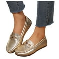 thumbnail image 1 of Pandaie Women's Loafers Comfortable Casual Slip on Flat Shoes Leather Business Casual Dress Shoes Work Office Walking Driving Moccasins Gold 8.5, 1 of 7