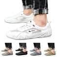 thumbnail image 1 of Pandaie Women's Men's Leather Mesh Trail Shoes for Hiking Walking Lightweight Breathable Barefoot Summer Sports Retro Sneakers Black,6.5, 1 of 7