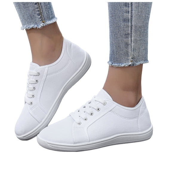 Pandaie Women's Men's Retro Fashion Sneakers Casual Walking Running Canvas Shoes Non Slip Workout Lace up Tennis Flats White,7
