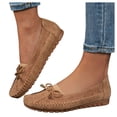 thumbnail image 1 of Pandaie Women's Orthopedic Leather Loafers Comfortable Casual Slip on Flats Shoes Rubber Sole Bow Walking Driving Dressy Moccasins Khaki Size 6.5, 1 of 8