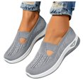 thumbnail image 1 of Pandaie Women's Orthopedic Walking Shoes Woven Breathable Soft Casual Sneakers Lightweight Non-Slip Arch Support Slip on Shoes Grey Size 9.5, 1 of 7