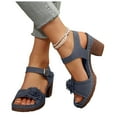 thumbnail image 1 of Pandaie Women's Orthopedic Wedge Sandals 2026 Arch Support Flower Dressy Slip on Open Toe Chunky Heeled Pumps for Wedding Party Casual Beach Blue Size 8.5, 1 of 8