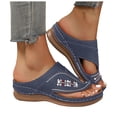 thumbnail image 1 of Pandaie Women's Orthopedic Wedge Sandals 2026 Embroidery Platform Slip on Slides Arch Support Summer Beach Walking Flip Flops Blue Size 6, 1 of 8