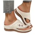 thumbnail image 1 of Pandaie Women's Orthopedic Wedge Sandals 2026 Embroidery Platform Slip on Slides Arch Support Summer Beach Walking Flip Flops White Size 7.5, 1 of 9