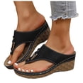 thumbnail image 1 of Pandaie Women's Orthopedic Wedge Sandals with Arch Support Open Toe Comfortable Summer Flip Flops Casual Walking Thong Shoes Black Size 8, 1 of 6