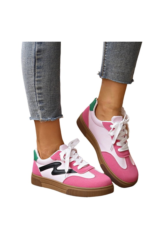 Women's Platform Fashion Sneakers Retro Comfortable Casual Walking Shoes Anti Slip Stylish Classic Tennis Trainers Red 9