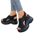 thumbnail image 1 of Pandaie Women's Platform Wedge Sandals Open Toe Orthopedic Sports Walking Sandal Ankle Strap Mesh Slip on Slingback Casual Shoes Sneakers Black Size 6, 1 of 9