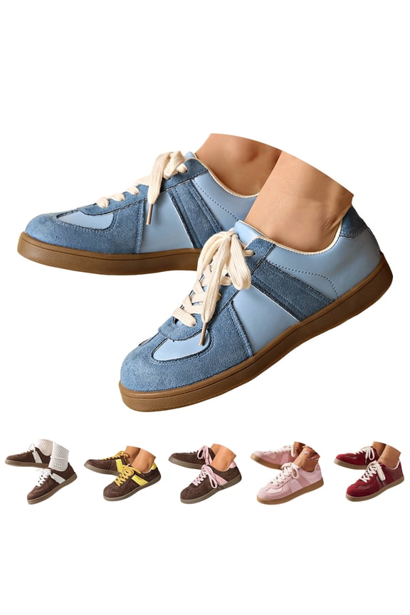 Women's Retro Fashion Sneakers Lace up Casual Walking Running Shoes Comfortable Non Slip Platform Low Top Sneaker Blue 6