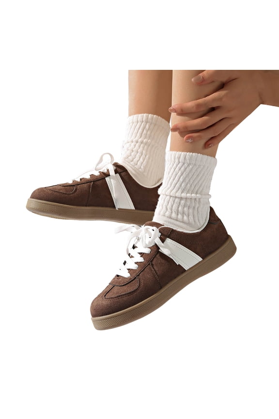 Women's Retro Fashion Sneakers Lace up Casual Walking Running Shoes Comfortable Non Slip Platform Low Top Sneaker Brown 9