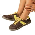 thumbnail image 1 of Pandaie Women's Retro Fashion Sneakers Lace up Casual Walking Running Shoes Comfortable Non Slip Platform Low Top Sneaker Yellow 6.5, 1 of 8