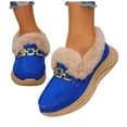 thumbnail image 1 of Pandaie Women's Slip on Loafers Fleece Lined Fuzzy Warm Winter Snow Boots Arch Support Indoor Outdoor Casual Walking Shoes Blue 8.5, 1 of 8