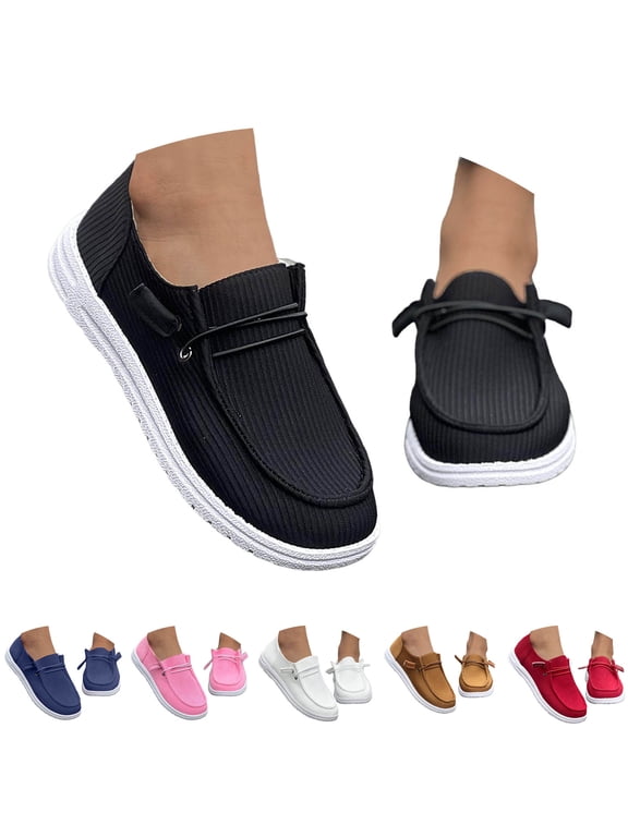 Women's Slip on Loafers Orthopedic Wide Toe Boat Casual Shoes Lightweight Office Business Work Moccasins with Arch Support Black 6