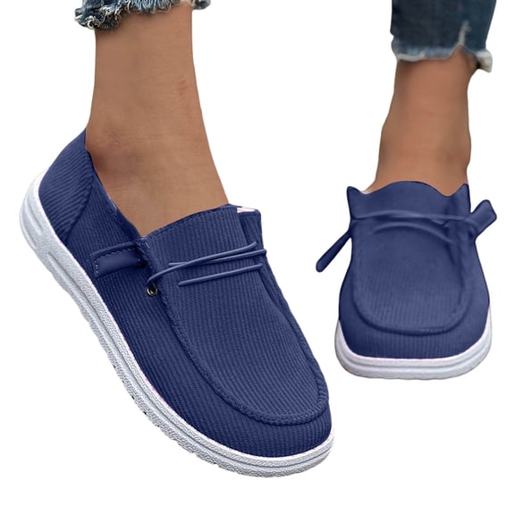 Pandaie Women's Slip on Loafers Orthopedic Wide Toe Boat Casual Shoes Lightweight Office Business Work Moccasins with Arch Support Blue 7