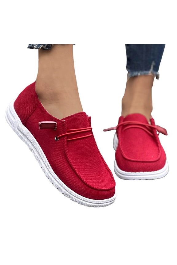 Women's Slip on Loafers Orthopedic Wide Toe Boat Casual Shoes Lightweight Office Business Work Moccasins with Arch Support Red 7