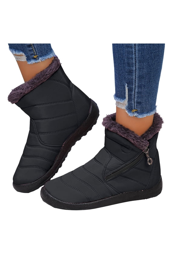 Women's Snow Boots Winter Waterproof Fleece Lined Ankle Booties Comfortable Zip up Anti Slip Outdoor Sneakers Shoes Black 8