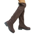 thumbnail image 1 of Pandaie Women's Suede Over The Knee Thigh High Boots Platform Stretch Riding Long Boot Chunky Heel Round Toe Winter Walking Dress Shoes Brown 9.5, 1 of 7