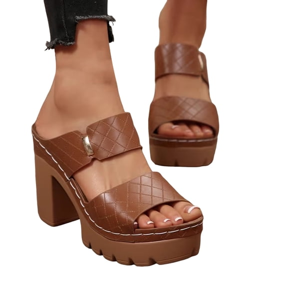 Pandaie Women's Two Band Platform Sandals Leather Orthopedic Wedge Dressy High Heels Summer Pumps Shoes for Weding Party Prom Size 6-10