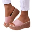 thumbnail image 1 of Pandaie Women's Wedge Sandals Platform Espadrille Heels Summer Wedges Slides Flatform Open Toe Bohemia Slippers Shoes Pink Size 6.5, 1 of 7